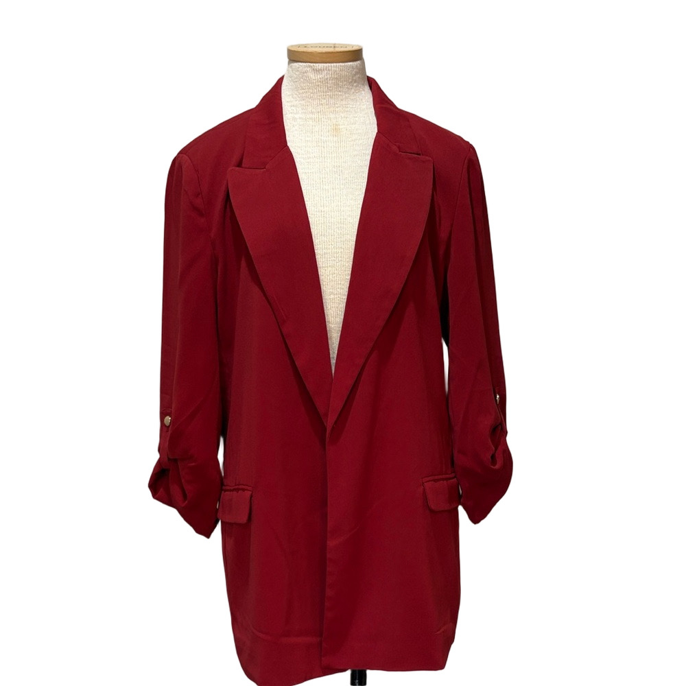 Philosophy sz XL wine colored open front 3/4 sleeve blazer NWT